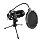 Microfono Perfect Choice con filtro anti POP y tripie de escritorio 3.5mm frecuencia de 20HZ modelo PC-110583 color Negro