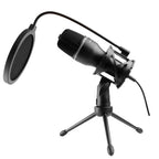 Microfono Perfect Choice con filtro anti POP y tripie de escritorio 3.5mm frecuencia de 20HZ modelo PC-110583 color Negro