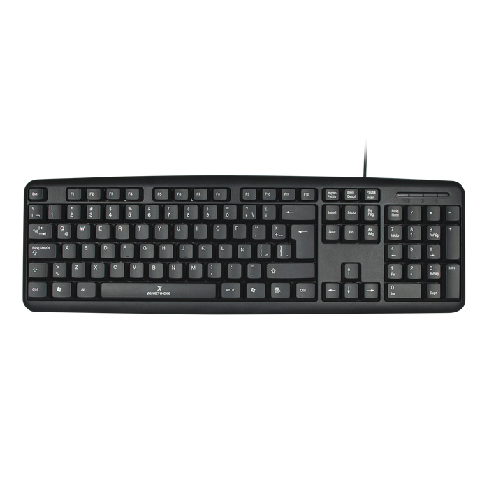 Teclado Perfect Choice alambrico USB modelo PC-201038 color Negro