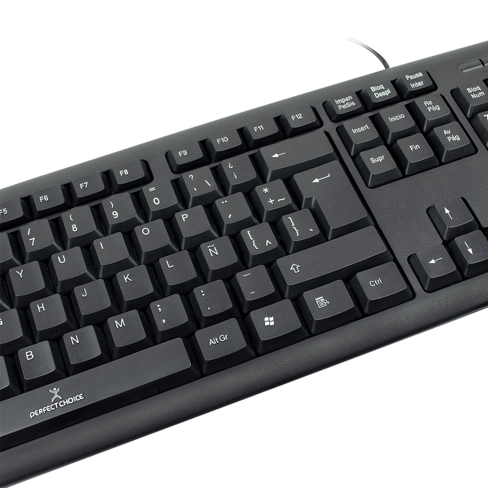 Teclado Perfect Choice alambrico USB modelo PC-201038 color Negro