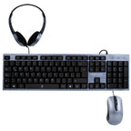 Kit teclado mouse y diadema Perfect Choice negro con azul alambrico USB 1000DPI