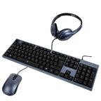 Kit teclado mouse y diadema Perfect Choice negro con azul alambrico USB 1000DPI