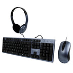 Kit teclado mouse y diadema Perfect Choice negro con azul alambrico USB 1000DPI