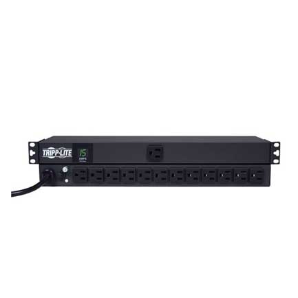 PDU TrippLite PDUMH15 monofásico 1.5kW 12V con medidor digital rack 1U 13 NEMA 5-15R (1 frontal y 12 en parte trasera)