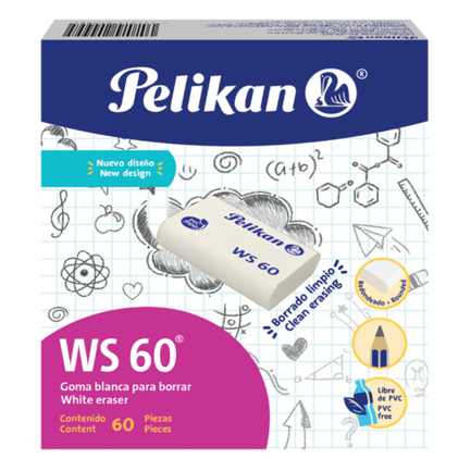 Borrador Pelikan Ws-60 Lápiz Blanco C/60