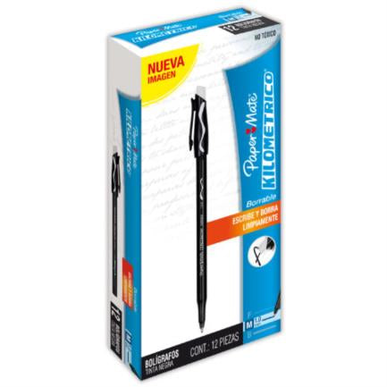 Boligrafo Papermate 82192 Eraser Mate Negro C/12