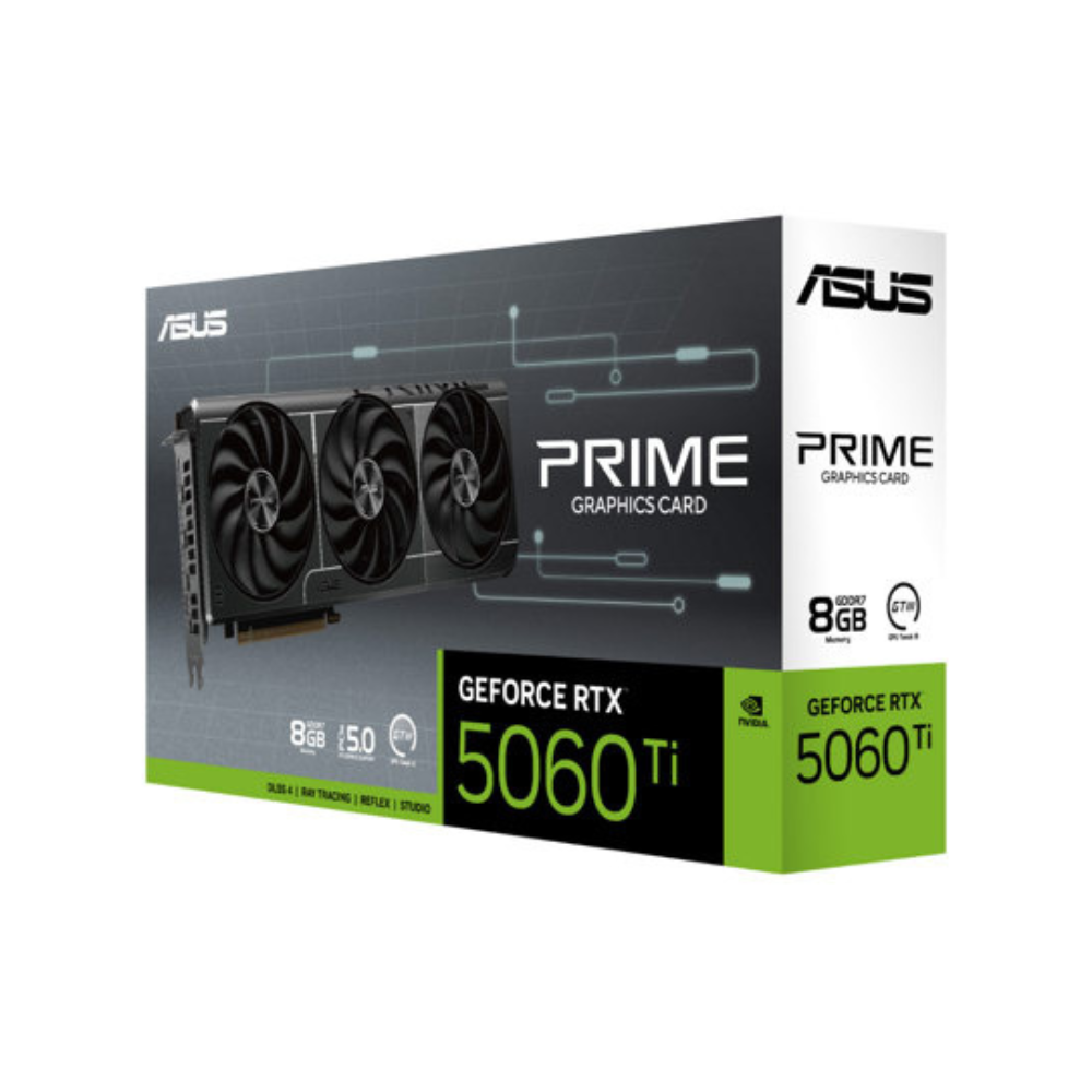 Tarjeta De Video ASUS 8GB GeForce RTX 5060 Ti PRIME — 3xFan / DDR7 / DLSS 4 / 1xHDMI / 3xDP — Modelo PRIME-RTX5060TI-8G