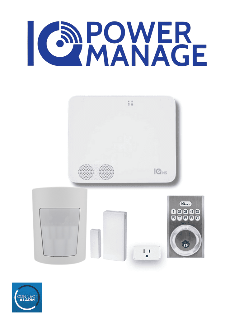 Kit Qolsys IQ4 NS Power Manage Con Sensor PIR PG9914 Sensor Magnético PG9303 Enchufe Inteligente Y Cerradura PowerG.