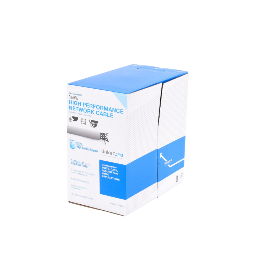 Bobina de Cable UTP Cat5E 305m Gris 24 AWG UL Interior Videovigilancia