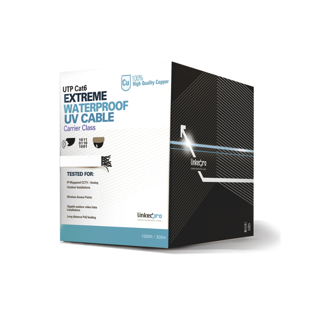 Bobina de Cable UTP Cat6 305m Blanco 23 AWG Intemperie Climas Extremos