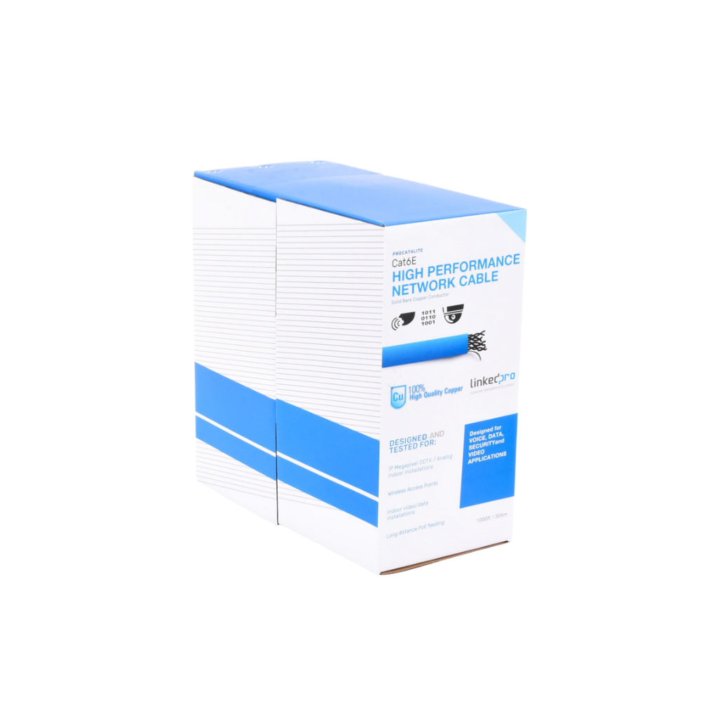 Bobina de Cable UTP Cat6 305m Azul 24 AWG CM Alto Rendimiento UL