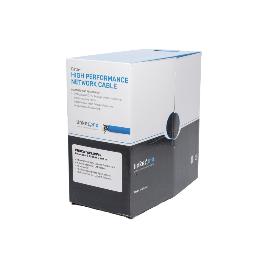 Bobina de Cable UTP Cat6+ 305m Azul CM 23 AWG Alto Rendimiento UL