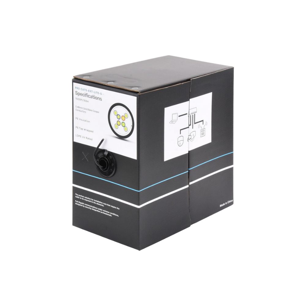 Bobina de Cable UTP Cat5E 305m Negro Intemperie Videovigilancia y Redes