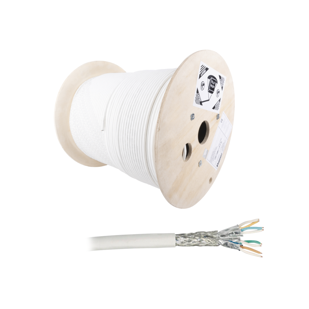 Bobina de Cable Blindado S/FTP Cat7 500m Inmune a Ruido LSZH Blanco