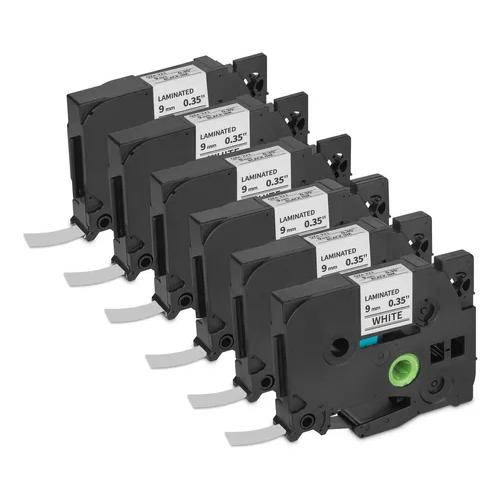 Cinta Etiquetas Laminada Qian 6 Pack Negro Blanco QZE 221