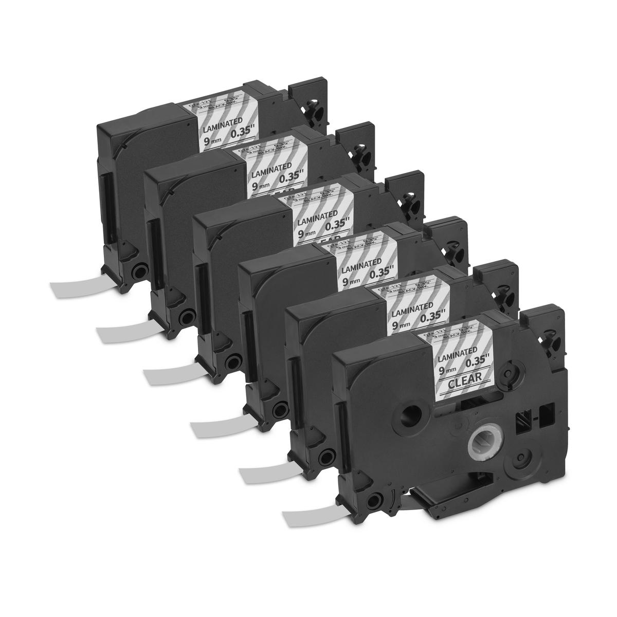 Cinta Etiquetas Laminada Qian 6 Pack Negro Transparente QZE 121