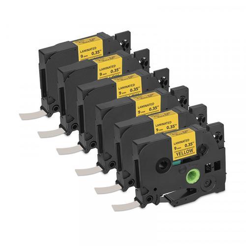 Cinta Etiquetas Laminada Qian 6 Pack Negro Amarillo QZE 621