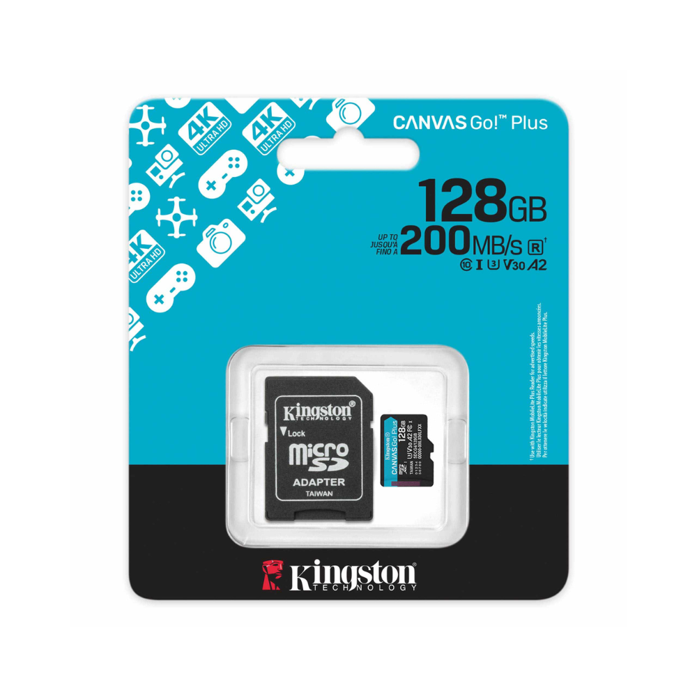 Memoria Kingston 128GB Micro SD Canvas GO Plus Gen4 2A 3U 200Mb/s SDCG4/128GB