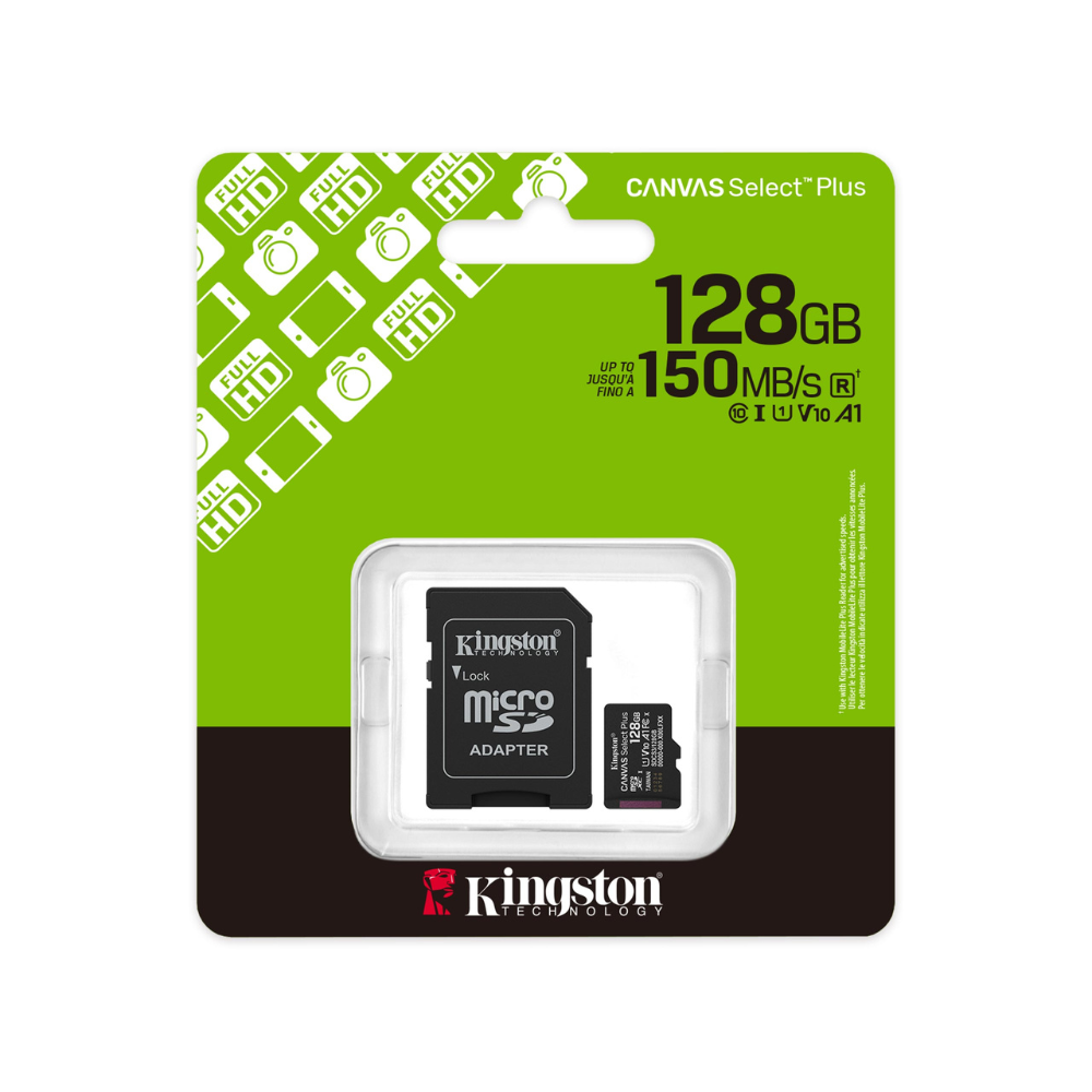 Memoria Kingston 128GB Micro SD Canvas Select Plus Gen3 A1 U1 150 mb/s SDCS3/128GB