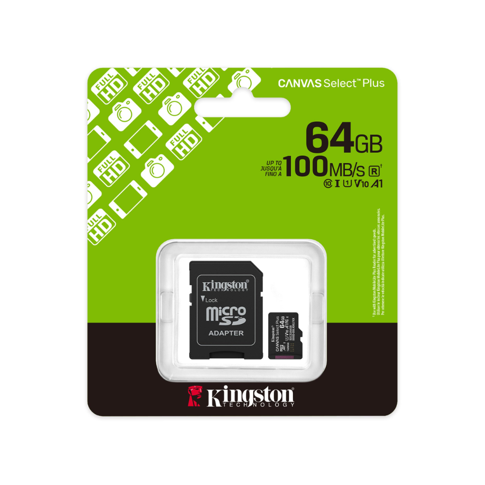 Memoria Kingston 64GB Micro SD Canvas Select Plus Gen3 A1 U1 100 mb/s SDCS3/64GB