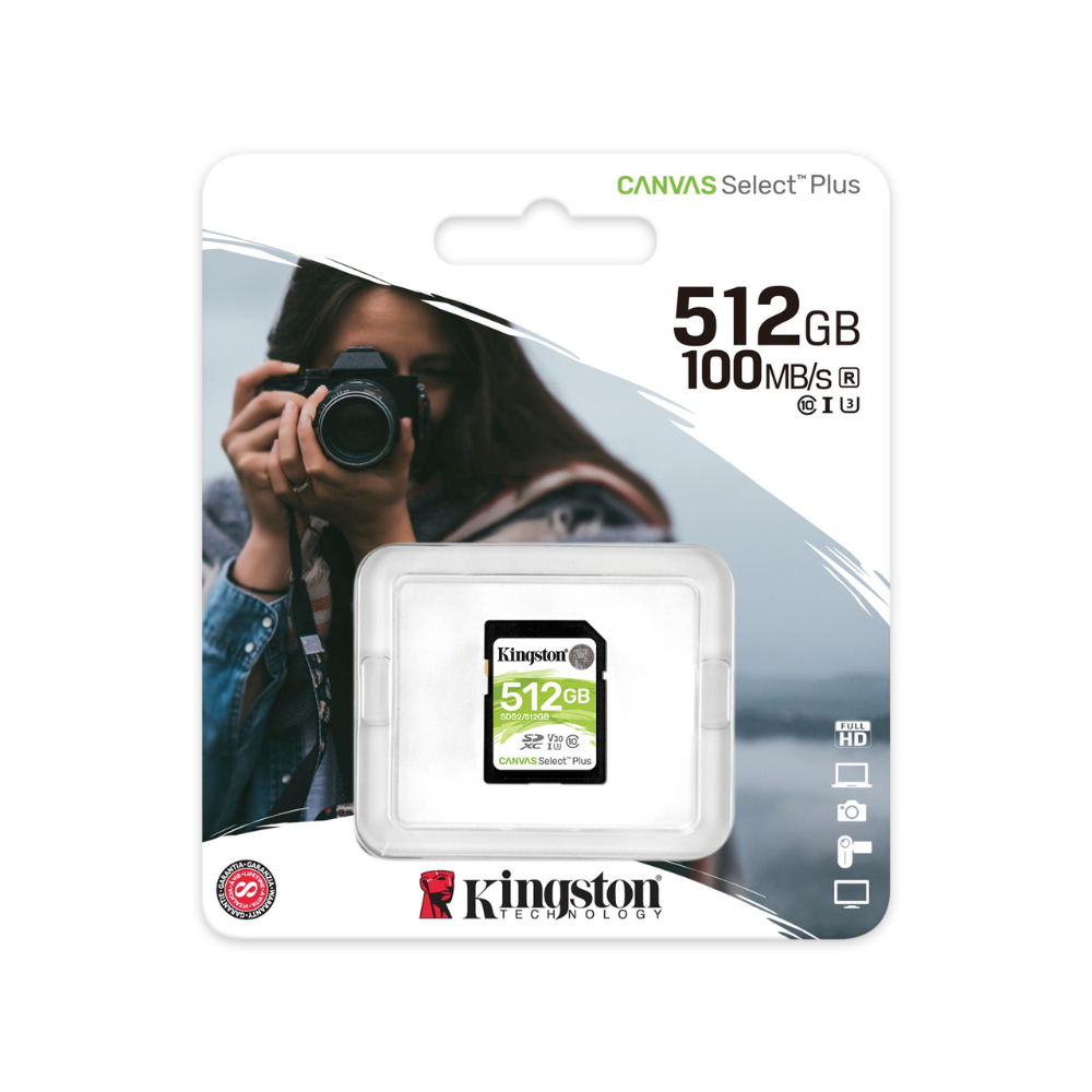 Memoria SD Kingston SDXC Canvas Select 100R Clase 10 UHS-I V30 512GB
