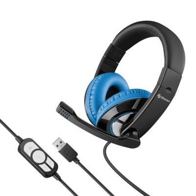 Audífonos Steren Ultraconfort Multimedia USB Micrófono Negro/Azul