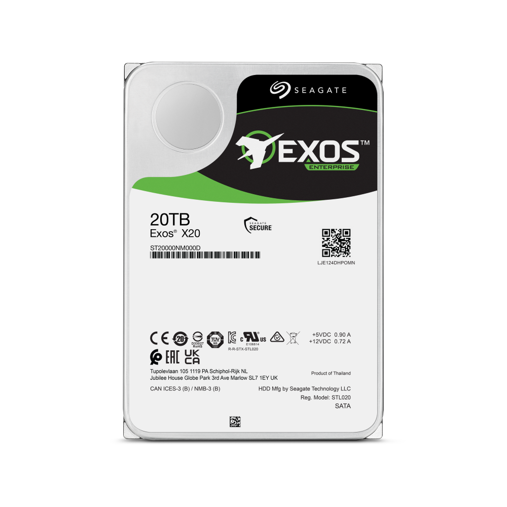 Disco Duro Seagate 20TB 3.5" Exos X20 SATA (ST20000NM000D)