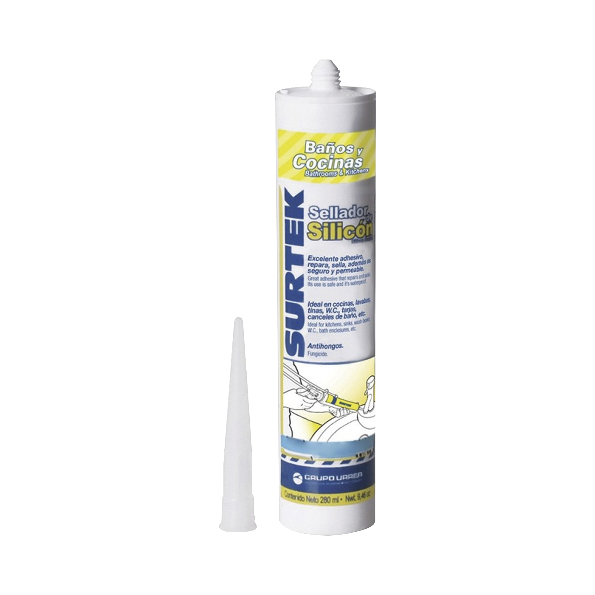 Silicón Blanco para Baños y Cocinas de 280 ml