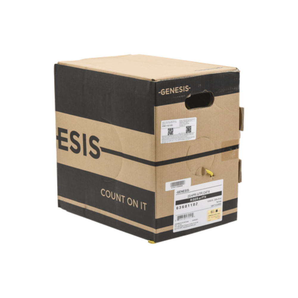 Bobina de Cable 305m, UTP Cat6 Riser, Amarillo, UL, CMR, Probado a 350 MHz, CCTV, Redes de Datos, IP Megapixel, Control RS485