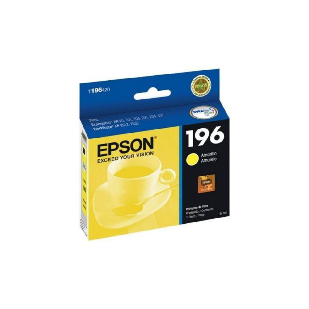 Cartucho Epson T196 Amarillo Para Xp-401 411 7Ml T196420-Al