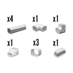 Kit de Canaletas Para la Organización de Tuberías y Cables Eléctricos en Instalaciones de Aire Acondicionado, Uso en Interiores y Exteriores, PVC Rígido, Ideal Para Minisplit, Contenido de Kit (11 Piezas), (3000-00000)