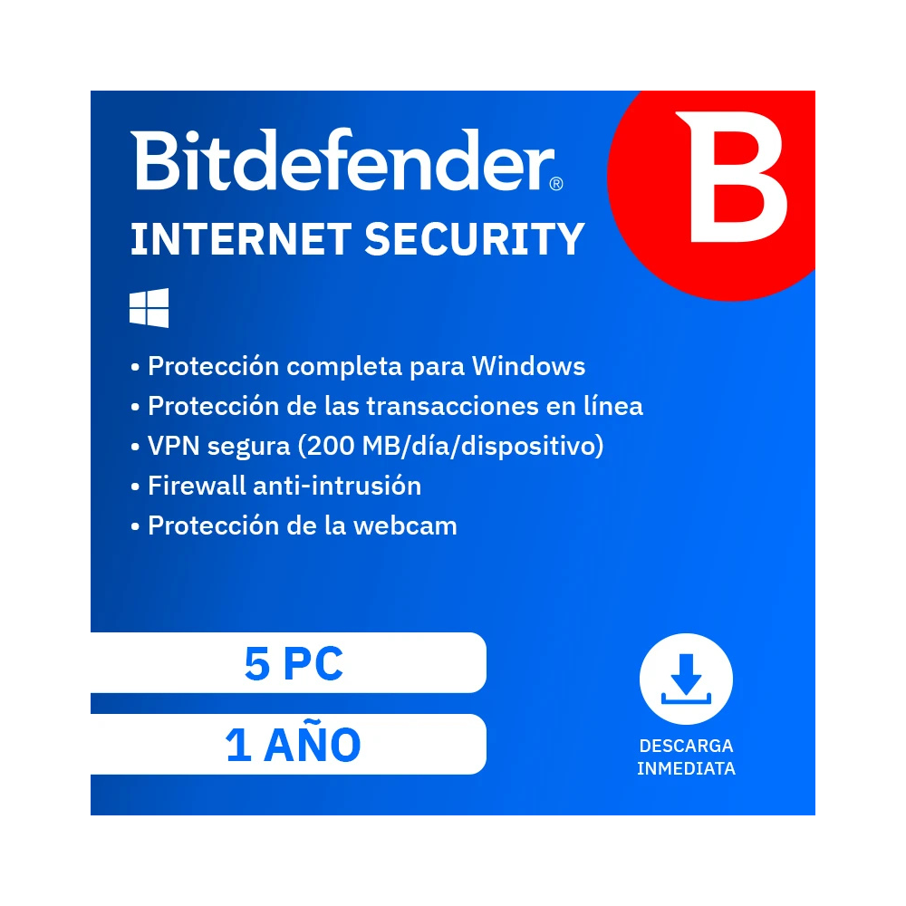 ESD Bitdefender Internet Security 5 Usuarios por 1 Año