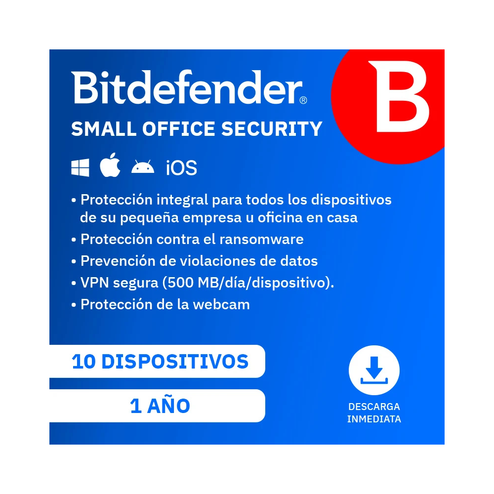 ESD Bitdefender Small Office Security 10 Usuarios + 1 Servidor por 1 Año