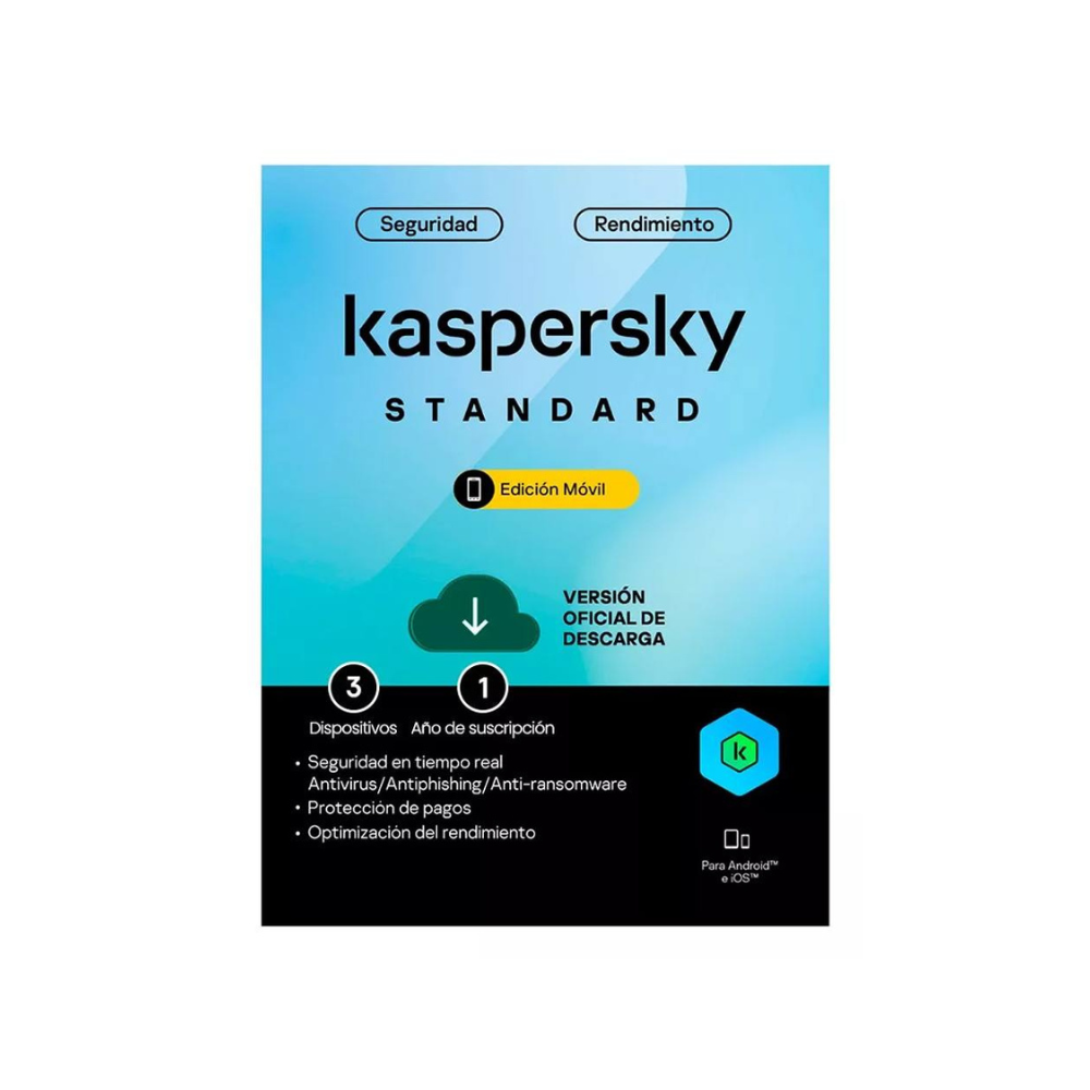 Licencia Kaspersky Standard Mobile ESD 3 Dispositivos 1 Año
