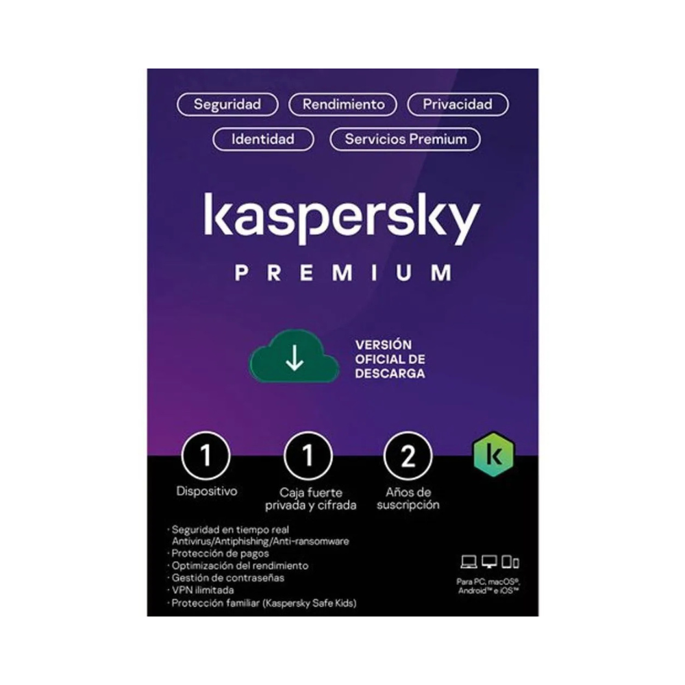 Licencia Kaspersky Premium ESD 1 Dispositivo 1 Cuenta KPM 2 Años