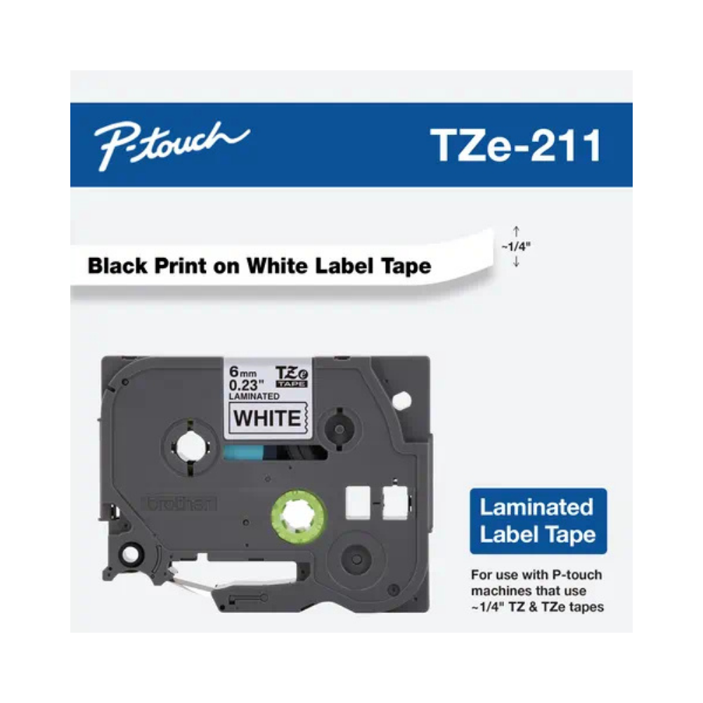 Cinta Brother Tze211 Negro-Blanco Print Touch Pt300/310B/330/530 6Mm