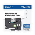 Cinta Brother TZe251 Negro Sobre Blanco Laminada 24mm x 8m Para PT300 / PT310B / PT330 / PT530