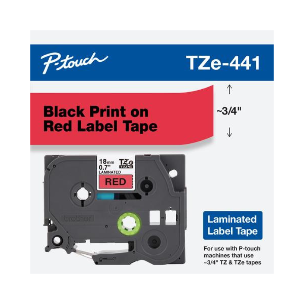 Cinta Brother TZE441 Negro Sobre Rojo 18mm TZE441