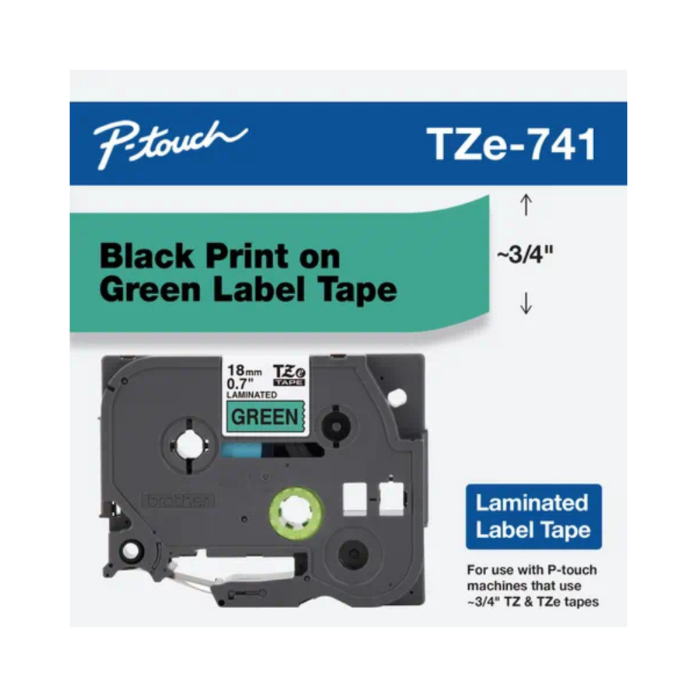 Cinta Brother Tze741 Negro-Verde Print Touch Pt300/310B/330/530 17.78Mmx7.99M