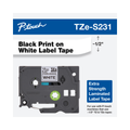 Cinta Brother Tzes231 Negro-Blanco Print Touch Pt-310/310B/320/330/340/350 Laminada Extra Adhesivo 12Mm