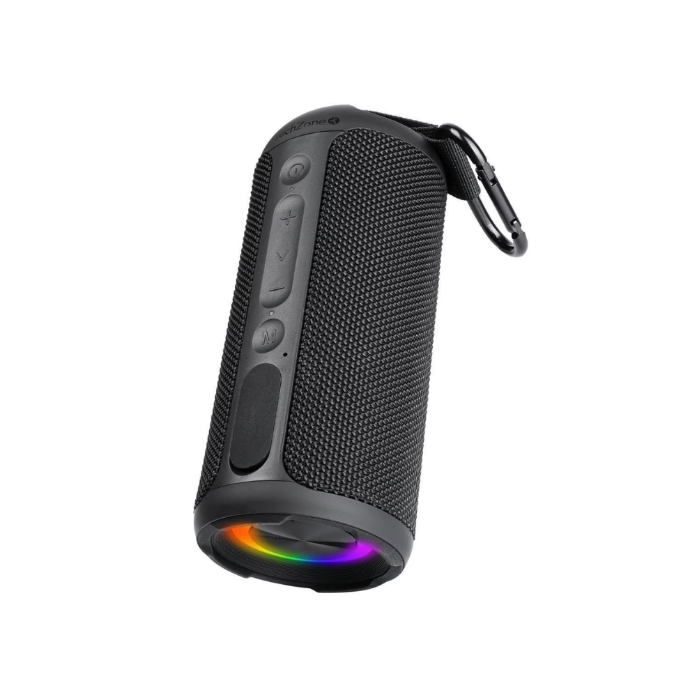 Bocina Techzone TWS Bluetooth sonido 360 16w hasta 8 hrs IPX7 resistente a salpicaduras