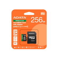 Memoria ADATA 256GB MicroSD Speed Plus con adaptador SD clase 10 A2 U3 V30 180MB/s