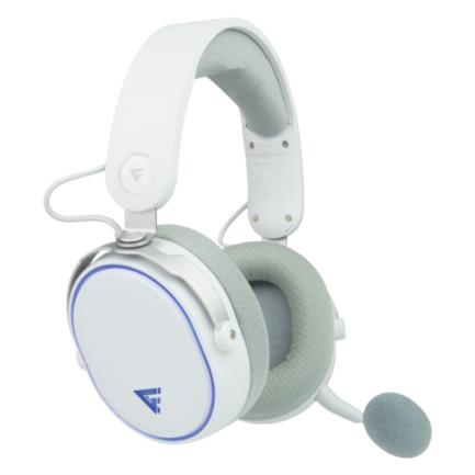 Diadema Game Factor HSB600 Gaming, Inalámbrica RGB, Triple Conectividad, Micrófono Removible, Surround 7.1, Color Blanco