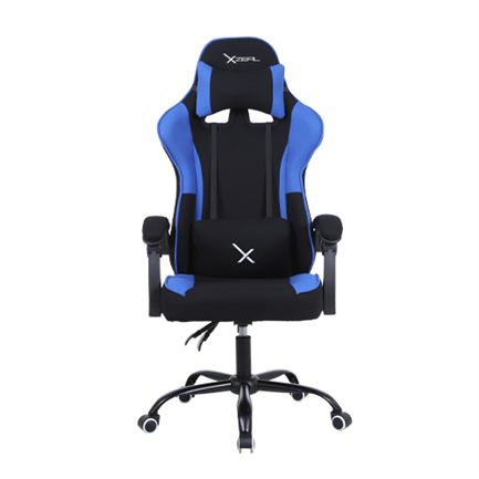 Silla Gamer Xzeal XZ20 Tela Foam Reclinable 140° Base Metal Pistón Clase 3 115Kg Brazos Fijos Negro-Azul