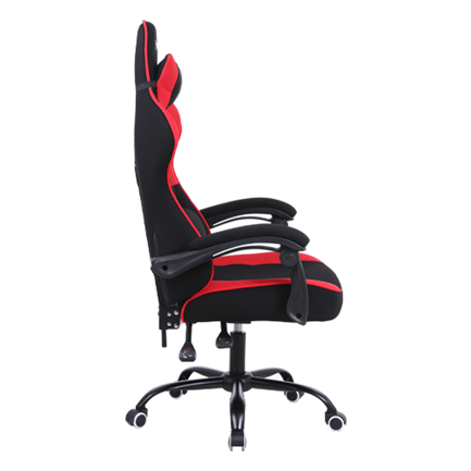 Silla Gamer Xzeal XZ20 Tela Foam Reclinable 140° Base Metal Pistón Clase 3 115Kg Brazos Fijos Negro-Rojo