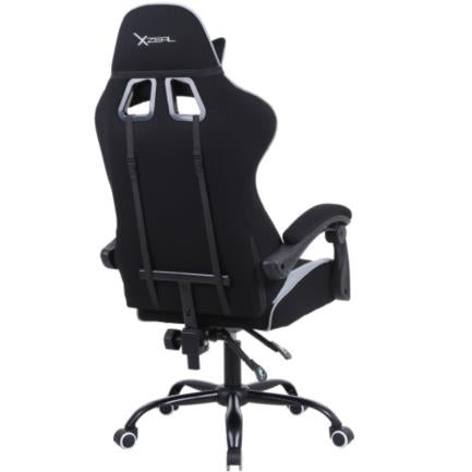 Silla Gamer Xzeal XZ20 Tela Foam Reclinable 140° Base Metal Pistón Clase 3 115Kg Brazos Fijos Negro-Gris