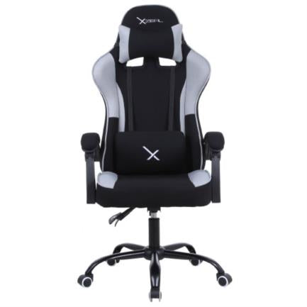 Silla Gamer Xzeal XZ20 Tela Foam Reclinable 140° Base Metal Pistón Clase 3 115Kg Brazos Fijos Negro-Gris