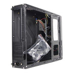 Gabinete Oficina Keelan Slim ITX Stylos 2xUSB 1.0 1xUSB 3.0 puerto 3.5mm línea roja con fuente de poder 550W