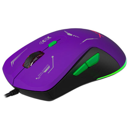 Mouse Gamer XZ-401 RGB 7200 DPI 6 Botones USB 1.5m Morado-Verde