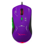 Mouse Gamer XZ-401 RGB 7200 DPI 6 Botones USB 1.5m Morado-Verde